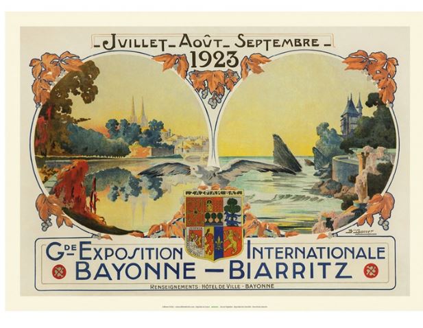 Affiche Retro 50X70cm Bayonne Biarritz Grande Expo International